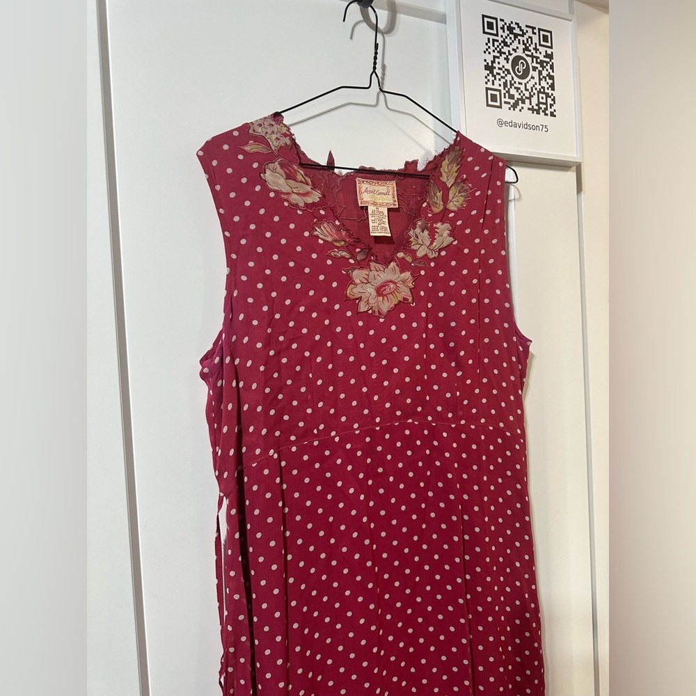 April Cornell long polka dot floral dress vintage